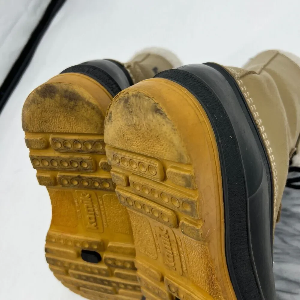 Kamik Boots Mens 8 Beige Waterproof Leather Faux Fur Snow Winter Made In Canada‎